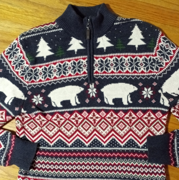 ASPEN 3/4 ZIP SWEATER REDGREEN BLUE PRINT HOLIDAY - Picture 7 of 14